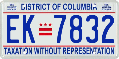 DC license plate EK7832