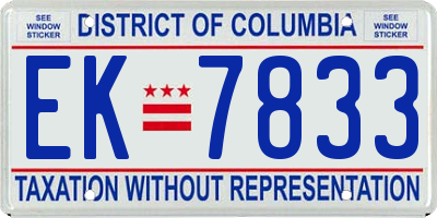 DC license plate EK7833