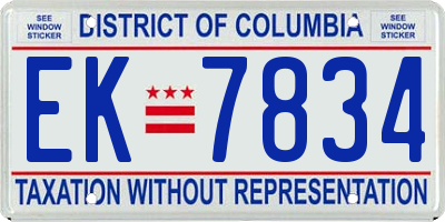 DC license plate EK7834