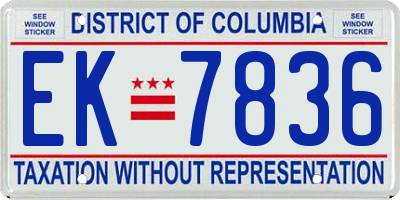 DC license plate EK7836