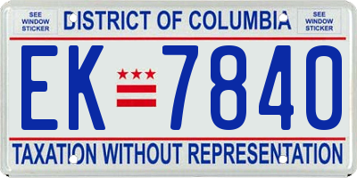 DC license plate EK7840