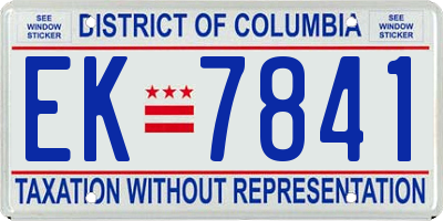 DC license plate EK7841