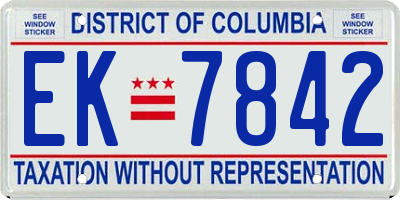 DC license plate EK7842