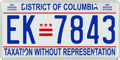 DC license plate EK7843