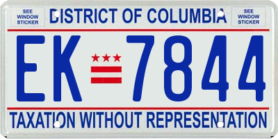 DC license plate EK7844