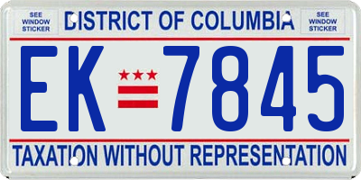 DC license plate EK7845