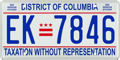 DC license plate EK7846