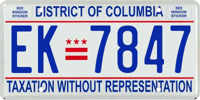 DC license plate EK7847