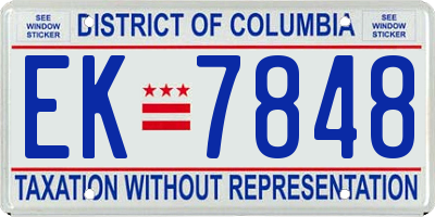 DC license plate EK7848