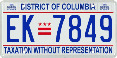 DC license plate EK7849