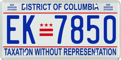 DC license plate EK7850