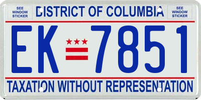 DC license plate EK7851