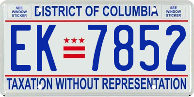 DC license plate EK7852