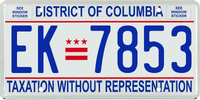 DC license plate EK7853