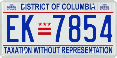 DC license plate EK7854