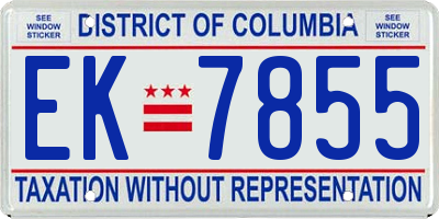 DC license plate EK7855