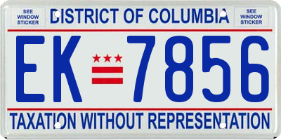 DC license plate EK7856