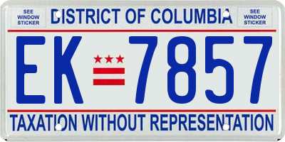 DC license plate EK7857