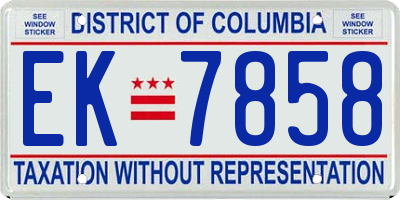 DC license plate EK7858