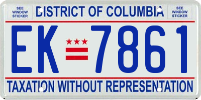 DC license plate EK7861