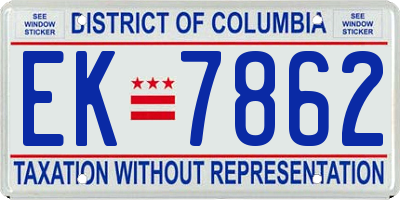 DC license plate EK7862