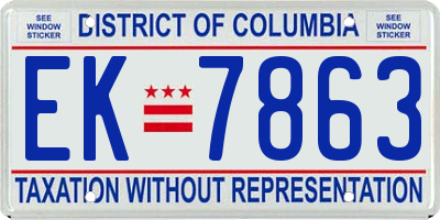 DC license plate EK7863