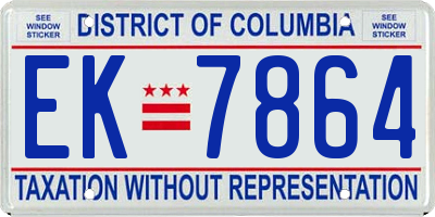 DC license plate EK7864