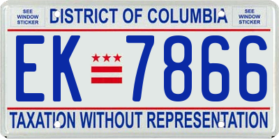 DC license plate EK7866