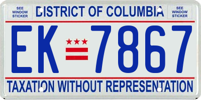 DC license plate EK7867