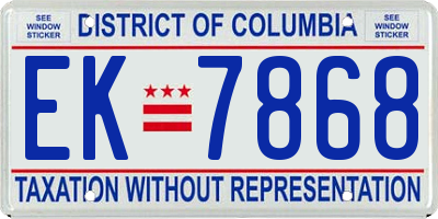 DC license plate EK7868