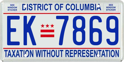 DC license plate EK7869