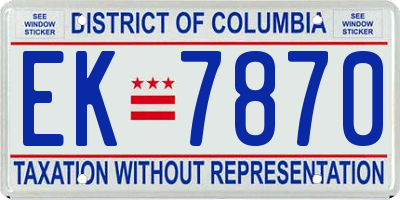 DC license plate EK7870