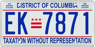 DC license plate EK7871