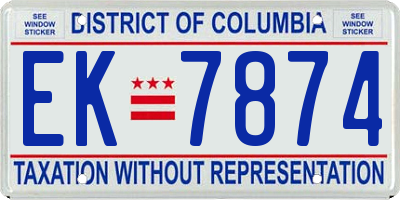 DC license plate EK7874