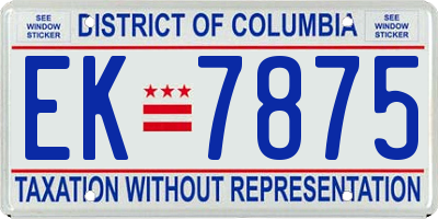 DC license plate EK7875