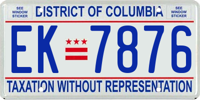 DC license plate EK7876