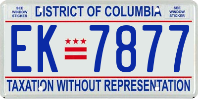 DC license plate EK7877