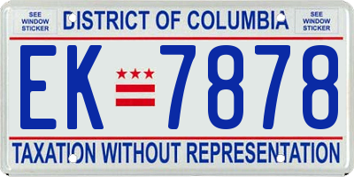 DC license plate EK7878