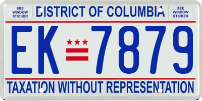 DC license plate EK7879