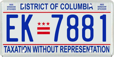 DC license plate EK7881