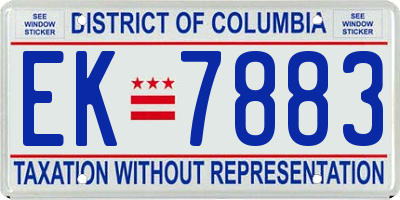 DC license plate EK7883