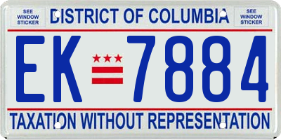 DC license plate EK7884