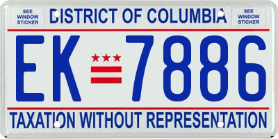 DC license plate EK7886