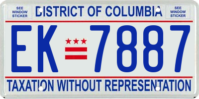 DC license plate EK7887