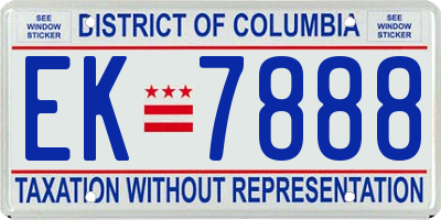 DC license plate EK7888