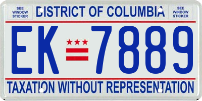 DC license plate EK7889