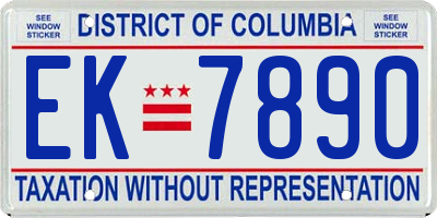 DC license plate EK7890