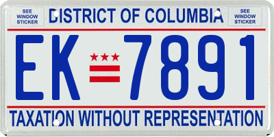 DC license plate EK7891