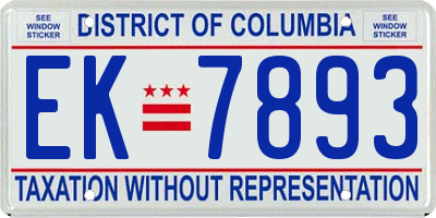 DC license plate EK7893