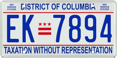 DC license plate EK7894